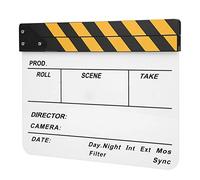 Denash Clap-stick Magnet Built-in Movie Clapperboard Easy-to-Eraser Chalk, 30x25CM Director Board Role Playing Camera Photography Prop (Yellow strip white board (PAV1Y))