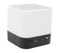 Denash Clock Speaker Wireless Charger, 15W Fast Charging 5.3 Speaker with White Noise Sleep Machine and 360° Panoramic Sound, for Bedroom Digital Alarm Clock Night Light (Black)