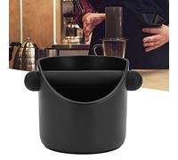 Denash Coffee Knock Box Antislip Grounds Bucket for Coffee Making Accessories Milk Tea Shop Bar Black ABS (Straight Mouth)