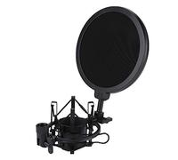 Denash Condenser Microphone Professional Pop Filter for Sound Recording, Made of Durable ABS Material, Black, 8.1 X 6.0 Inch, 1 Pop Filter Mesh, Shock Mount for Studio Recording