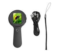 Denash Digital Microscope, Portable Handheld Microscope with 2.0 Inch Screen 200X Magnification 16 LED Lights Anti Shake, for Educational Research Hobbyist (Black)