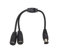 Denash Din 7 Pin Male To 2 Din 7 Pin Female Y Cable, High Accuracy Clear Signal 7 Pin Din Splitter Cable 0.98ft for AV Equipment