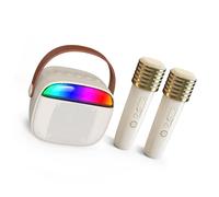 Denash Dual Microfon RGB Color Light Applicable Loudspeaker Kit for Home Outdoor Meetings, Wireless Loudspeaker Microphone Kit for Family Parties, Abs -peaker Material