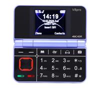 Denash Flip Cellphone, Large Keys Multi Language Dual Screen LED Flashlight Quick Dial Vibration, 2G Mobile Phone for Seniors, with Oversized Tactile Keys (Purple)