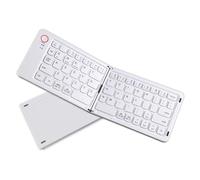 Denash Foldable Bluetooth Keyboard, 67 Keys Folding Wireless Portable Keyboard with Stand, Ultra Slim Rechargeable Travel Keyboard for Phone Tablet Laptop (White)