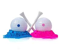 Denash Gender Reveal Balls, Exploding Ball Set with Maximum Colored Powder for Baby Reveal, Includes 1 Blue and 1 Pink Golf Ball, 2 Wooden Tees