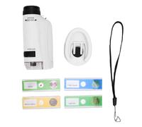 Denash Handheld Microscope, 60 to 180X Magnification with LED Light for Kids, Portable Science Tool with 4 Specimens for Educational Exploration (White)