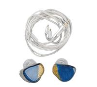 Denash IEM Earphones, HiFi Sound IEM Earphones with Detachable Cable, Noise Canceling Headset for Musicians, Singers, Music Lovers, Stage, Studio (Blue Gold)