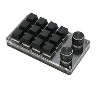 Denash Macro Number Pad, 12 Key Wired Mini Gaming Keypad with 2 Knobs, Blue Switch Programmable One Handed Mechanical Keypad