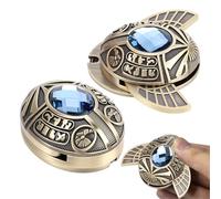 Denash Metal Fidget Slider, Zinc Alloy Ancient Egypt Oval Portable Fingertip Sensory Toy with Blue Gemstone, Fidget Toy for Adults
