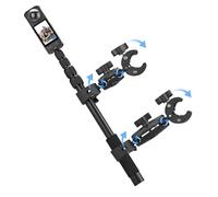 Denash Motorcycle Camera Mount Kit for Insta 360 X5/X4/X3, 4.9FT Adjustable Extension Pole with Dual Clamp & Ball Head for Handlebar, Rear Rack