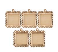 Denash Photo Frame, Wooden Rectangle Emboss Blank Base Mini Picture Frame Keychain Trays 5pcs