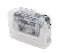 Denash Portable Cassette Player Retro Tape Recorder with FM Radio Voice Recording Fast Forward Rewind 3.5mm Headphone Jack USB AA Battery Powered for Music Lovers Nostalgia Seeke (Transparent White)