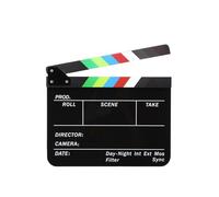Denash Professional Acrylic Clapperboard with Color Bars Magnetic Film Slate Chalkboard Whiteboard Design for Movie Photography Video Photo with Built-in Magnets Color Calibratio (Black)