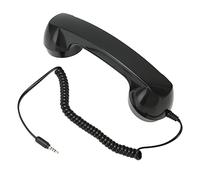 Denash Retro Mobile Telephone Handset, 3.5mm Vintage Wired Cell Phone Handset Handheld Laptop Headphones Computer Headset for Comfortable Calling (Black)