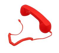 Denash Retro Phone Handset Vibrant Color Type C Wired Handheld Receiver with HiFi Speaker, Perfect for Long Distance Calls or Daily Chats (Red)