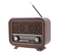 Denash Retro Portable Wireless Speaker, FM SW Radio, Bass Enhancement, MP3 Playback, AUX, 10m Range, Ideal Choice, Classic Vintage Design (Dark Color)