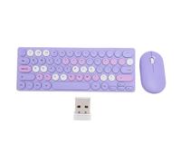 Denash Retro Wireless Keyboard Mouse Combo, 64 Keys Rapid Response Keyboard 1200dpi Mouse, Unique Auto Sleep Design, 2.4GHz Wireless Connection, For For OS X (Purple)
