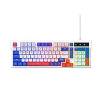 Denash RGB Gaming Keyboard and Mouse Combo 98 Keys Compact Layout with 7 Customizable Backlight Effects Multimedia Shortcut Keys for PC Laptop 98SE to 10 (Blue White)