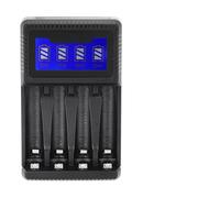 Denash Seivi Black LCD Display Four Slot USB Battery Charger for AAA AAA Ni-MH Cell Charging Weather with Intelligent Protection for Efficient Charging At Home or in the Office