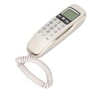 Denash Small Line of Line with LCD -Display Redial Function Numeric Keyboard for Home Hotel Office Use ABS Material (White)