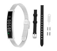 Denash Smart Bracelet Fitness Tracker, 5.3 Health Tracker Bracelet, Light and for Running, Riding, APP with Remote Camera Control and Trend Reports (Silver)