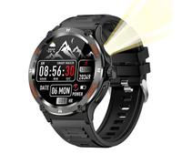 Denash Smart Watch with 1.53 Inch Touchscreen, Call Fitness Tracker Watch with Compass, LED Light for Outdoor Sports, and Full Screen Touch, 360x360 Resolution (Black)