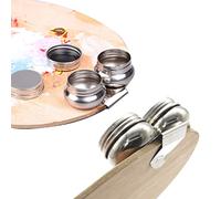 Denash Stainless Steel Double Palette Cup, Durable Oil Paint Mixing Container for Artists Outdoors, Convenient Sealed Lid, 9.4cm Length