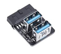 Denash USB 3.0 Front Panel Adapter, 19P 20P to Dual Type A Header 90 Degree Converter with High Speed Transfer, for Motherboard (PH724B)