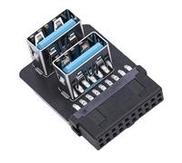 Denash USB 3.0 Front Panel Adapter, 19P 20P to Dual Type A Header 90 Degree Converter with High Speed Transfer, for Motherboard (PH724A)