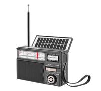 Denash Vintage Radio Portable AM FM SW Retro Speaker with Solar Charging USB Playback for Camping Outdoor Travel