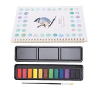 Denash Watercolor Workbook, Removable Pages for Easy Practice Spiral Bound with 12 Colors Watercolor Paint Brush, for Kids Art Learning (Birds)