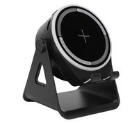 Denash Wireless Induction Speaker, Speaker with 7 Color LED Light 5 Modes 360 Adjustable Stand, for Phone Tablet Hands Movie Gaming (Black)