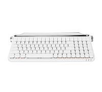 Denash Wireless Typewriter Keyboard, Red Switch Backlight Keyboard, Hot Swappable Retro Round Keycaps Gaming Keyboard, for for Android for IOS (White)