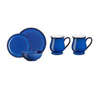 Denby 1042958 12-Piece Stoneware Imperial Breakfast Plate & Bowl Set, Blue & 1048819 Imperial Blue 2 Piece Craftsman Mug Set