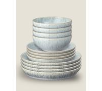 Denby 12 Piece Halo Speckle Dinner Set Blue Mix