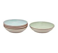 Denby - Always Entertaining Pasta Bowls Set of 4 - Mixed Pastel Colours Dishwasher Microwave Safe Crockery - Blue, Green, Yellow Pink Ceramic Stoneware Tableware
