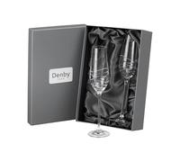 Denby - Aurora Crystal Champagne Flutes Set of 2-230ml Lead-Free, Hand Cut Design, Elegant & Premium Prosecco, Champagne Glasses - Dishwasher Safe & Durable Glassware - with Gift Box