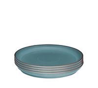 Denby - Azure Coupe Dinner Plate Set of 4 - Dishwasher & Microwave Safe Ceramic Crockery - Powder Blue Glaze Effect Stoneware - Large Dinner, Lunch Plates - Chip Resistant - L26xW26xH3cm