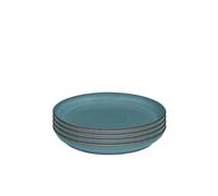 Denby - Azure Coupe Small Plate Set of 4 - Dishwasher & Microwave Safe Ceramic Crockery - Versatile Powder Blue Glaze Effect Stoneware Side Plates - Chip & Crack Resistant - L17xW17xH2.5cm