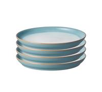 Denby - Azure Haze Blue Coupe Dinner Plates Set of 4 - Stoneware Ceramic Plates for Everyday Use - Dishwasher, Oven, Microwave, and Freezer Safe - Blue, White Reactive Gradient Glaze - Chip Resistant