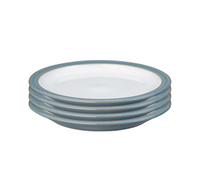 Denby - Azure Rimmed Small Plate Set of 4 - Dishwasher & Microwave Safe Ceramic Crockery - Rimmed Powder Blue Glaze Effect Stoneware Side Plates - Chip & Crack Resistant - L17.5xW17.5xH2cm