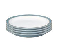 Denby Azure Set Of 4 Rimmed Dinner Plates