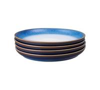Denby - Blue Haze Coupe Medium Plates Set of 4 - Dishwasher Microwave Safe Crockery - Ceramic Stoneware Tableware Plates