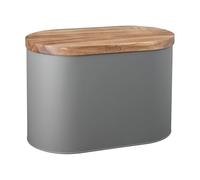 Denby - Bread Bin with Acacia Wood Lid in Grey - Kitchen, Pantry Organizer & Essential - Easy to Open Lid - Contemporary Matte Finish - Stylish, Durable Design