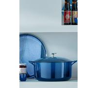 Denby Cast Iron 26cm Round Casserole in Bright Blue Denby Bright Blue