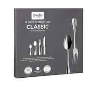 Denby Classic Cutlery Set - 16 Piece 18/10 Stainless Steel Flatware - Traditional Design with Mirror Finish - Dishwasher Safe Tableware - Knife, Fork & Spoon Set - Everyday Dining Set