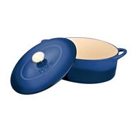 Denby - Cast Iron Casserole Dish with Lid - Cobalt Blue - 4.25L Capacity - Non-Stick - Ovenproof - Easy Grip Handles - For Braising, Stews, Roasting, Batch Cooking - 28cm x 21cm x 17cm