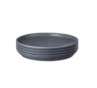 Denby - Dark Grey Speckle Medium Coupe Plates Set of 4, 21cm Diameter - Dishwasher & Microwave Safe, Oven Proof - Chip Resistant Stoneware - Durable Ceramic Dishes for Everyday Lunch & Dinner