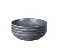 Denby - Dark Grey Speckle Set of 4 Pasta Bowls - 1050ml Capacity - Dishwasher & Microwave Safe, Oven Proof Stoneware Dishes for Dinner, Lunch, Noodles, Rice - Ceramic Chip Resistant for Everyday Use